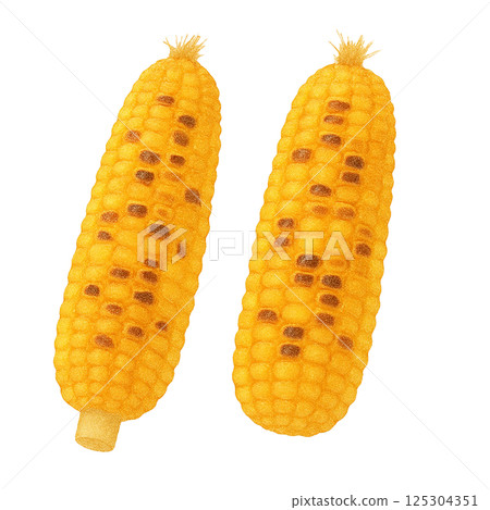 兩份烤玉米(蔬菜)的水彩插圖 兩份烤玉米(蔬菜)的水彩插圖 125304351
