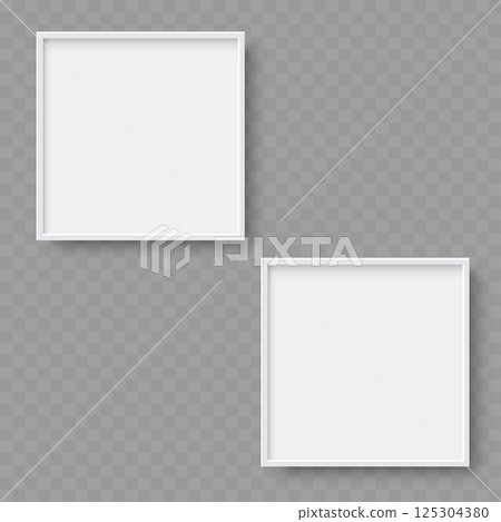 Empty White Frame Mockup with Shadow on Transparent Background - Vector 125304380