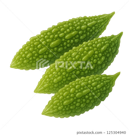 三種苦瓜（蔬菜）的水彩插圖 125304940