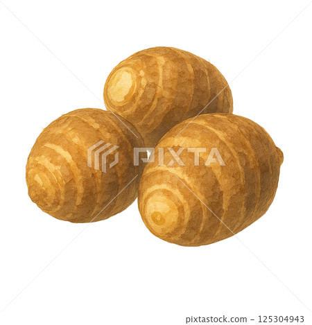 三種芋頭(蔬菜)的水彩插圖 三種芋頭(蔬菜)的水彩插圖 125304943