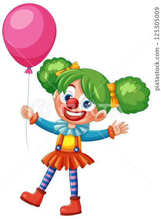 Cheerful Clown with Balloon Vector Illustration Cheerful Clown with Balloon Vector Illustration 125305009