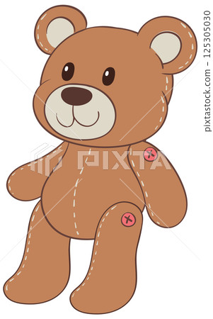 Cute Brown Teddy Bear Vector Illustration 125305030
