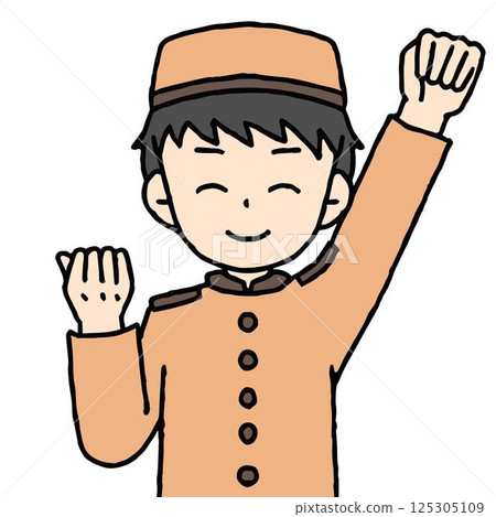 一名男飯店員工正在揮拳 125305109