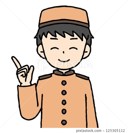 一名男飯店工作人員指著 125305112