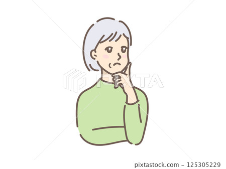 Anxious middle-aged woman with a troubled expression whose problems and worries have not been resolved Anxious middle-aged woman with a troubled expression whose problems and worries have not been resolved 125305229