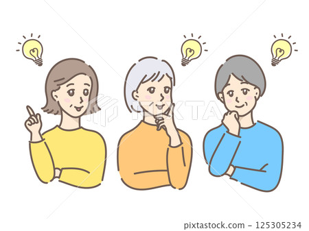 想出好主意，解決問題後看起來很高興的中老年婦女 125305234