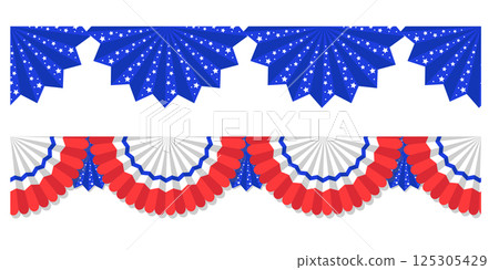 US Flag Buntings isolated on white background. Fourth of July template. July 4 USA. 125305429