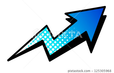 Blue arrow showing zigzag upward movement, light blue and blue gradation, white dot tone Blue arrow showing zigzag upward movement, light blue and blue gradation, white dot tone 125305968