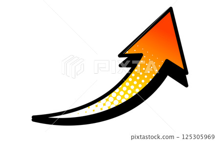 Smooth rising arrow, white dot tone and red and orange gradient version. Smooth rising arrow, white dot tone and red and orange gradient version. 125305969