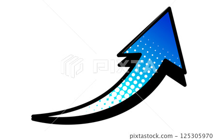 Smooth upward arrow, white dot tone and blue and light blue gradient version. Smooth upward arrow, white dot tone and blue and light blue gradient version. 125305970