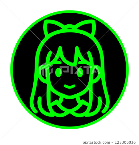 Cute icon of a girl with a ribbon Cute icon of a girl with a ribbon 125306036