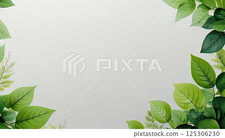 《AI Image》Green leaf background material 125306230