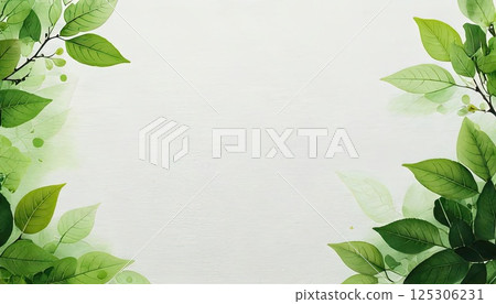 《AI Image》Green leaf background material 125306231