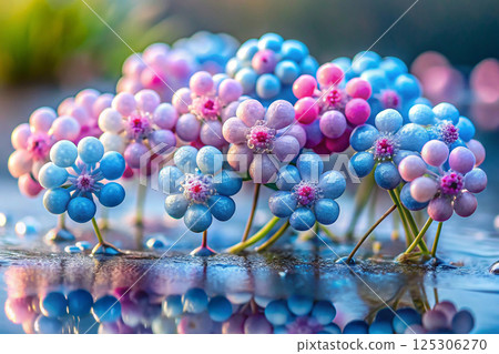 purple orchid on water surface purple orchid on water surface 125306270