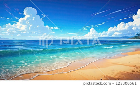 << AI image >> Deep blue sky and sea << AI image >> Deep blue sky and sea 125306561