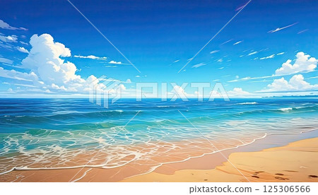 << AI image >> Deep blue sky and sea 125306566