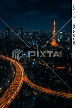 Night city shining at night 125307295