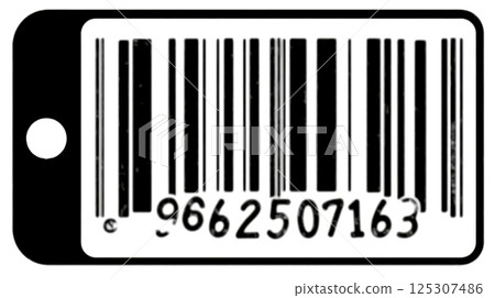 Retail barcode label with black tag isolated on white. design for shopping commerce template price sticker identification scanner product 125307486