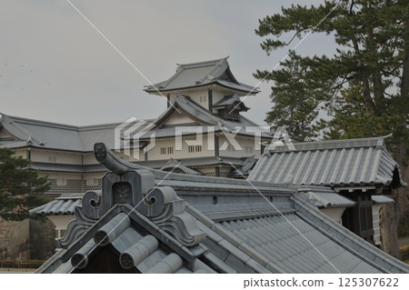 View of the Hishi Yagura turret from the observation deck of Kanazawa Castle Park View of the Hishi Yagura turret from the observation deck of Kanazawa Castle Park 125307622