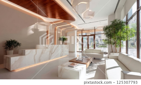 Stylish and bright reception 125307793