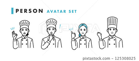 Smiling male and female chef avatar set 125308025