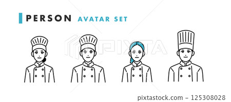 Smiling male and female chef avatar set 125308028
