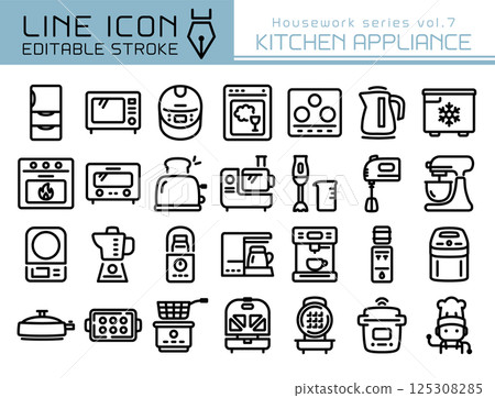 Line Icon Housework Series vol.7 Cooking Appliances Line Icon Housework Series vol.7 Cooking Appliances 125308285
