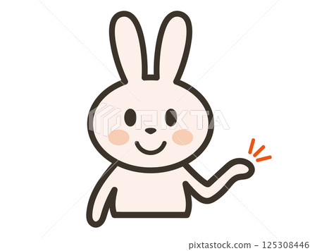 A cute rabbit upper body illustration giving an explanation, guidance, or introduction 125308446