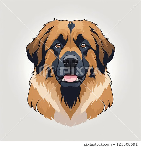 萊昂貝格犬面向前方的臉部插圖 125308591