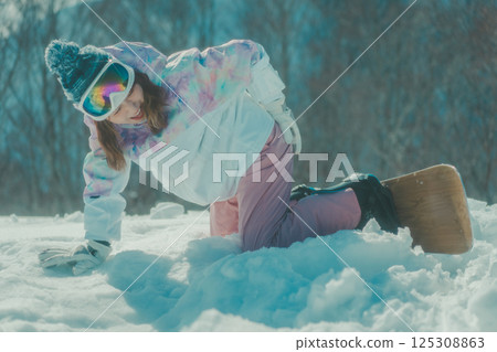 滑雪板 女生 女孩 125308863