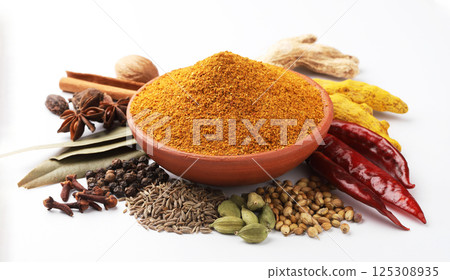 Whole & Powder Spices for curry masala. 125308935