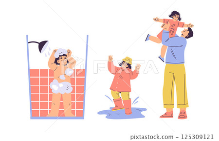 Joyful and Cherished Family Moments Playful Kids Engaging in Fun Activities Together 125309121