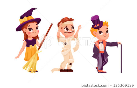Exciting and Fun Halloween Costumes for Kids Choose from Witch, Mummy, and Magician 125309159