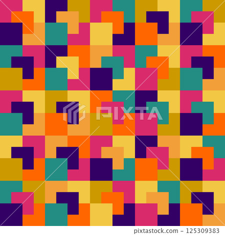 Geometric squares layered in queue with attractive retro colors. Abstract seamless pattern. perfect for textiles, fabrics and backgrounds. 125309383