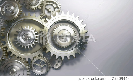 3D illustration of multiple gears 125309444