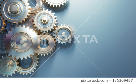 3D illustration of multiple gears 125309497