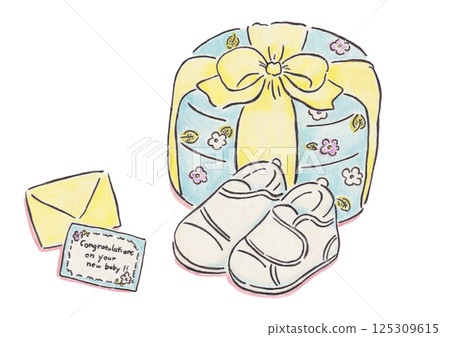 Illustration of a baby shoes present Illustration of a baby shoes present 125309615