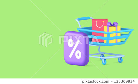 Shopping special offer gift sale discount cost reduction Black Friday banner vector illustration Shopping special offer gift sale discount cost reduction Black Friday banner vector illustration 125309934
