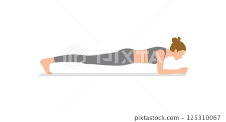 肌力訓練：年輕女子做平板支撐（正確形式） 125310067