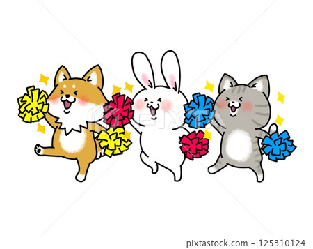 Illustration of a cute animal cheering squad 125310124