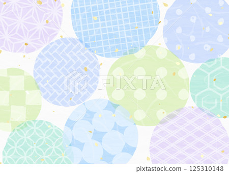 Japanese paper texture and various Japanese pattern background illustrations 125310148