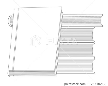 Stacked books line drawing 1/2 125310212
