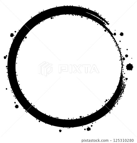 A Japanese-style frame of a black circle drawn with a brush A Japanese-style frame of a black circle drawn with a brush 125310280