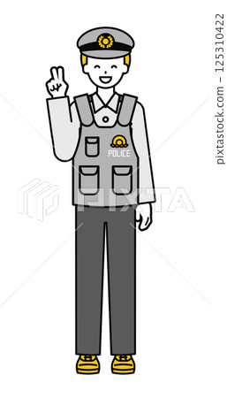 Full body pose_Simple police officer male 04 125310422