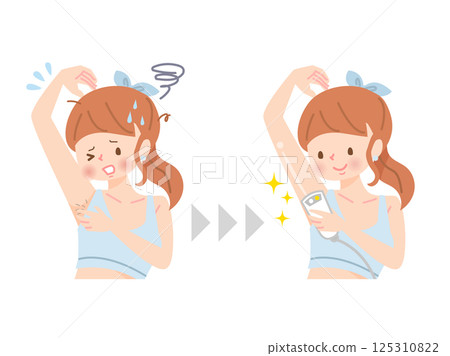 一名年輕女子正在拔除自己的腋毛 125310822