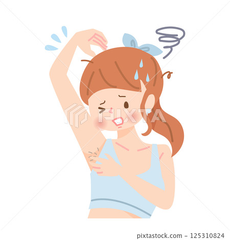 年輕女子對自己的腋毛感到驚訝 125310824