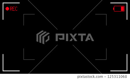 Camera viewfinder background with active REC and low battery. Pixel style illustration. 125311068