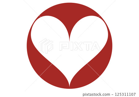 在心形中央剪出一個紅色圓圈 125311107