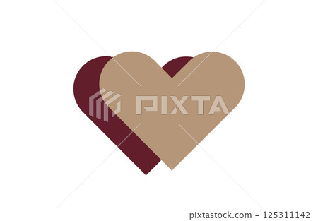 Dull beige heart with brown shadow Dull beige heart with brown shadow 125311142