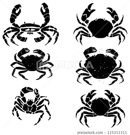 Set of the crabs. Label or emblem design template. Seafood. Vector illustration. Set of the crabs. Label or emblem design template. Seafood. Vector illustration. 125311311